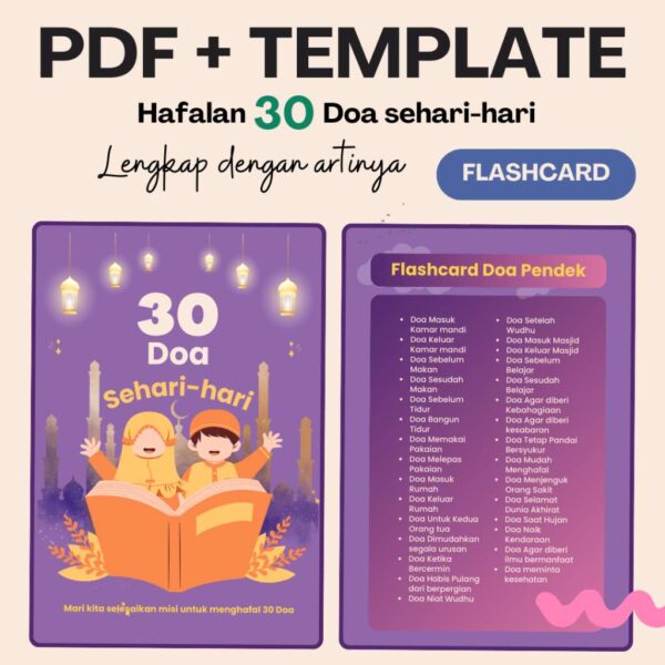 PDF + TEMPLATE Flashcard 30 Doa Sehari-hari